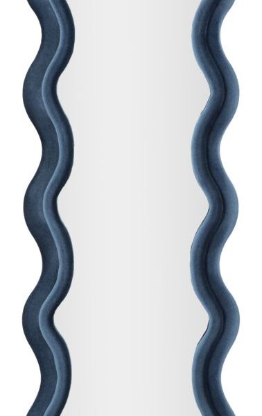 SPECCHIO DA MURO EMILY VELLUTO BLU CM 60X6X160 (MISURA SPECCHIO CM 42X144)
